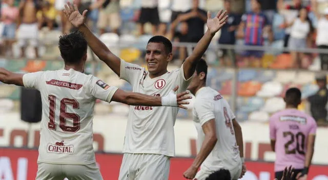 La alegría en Universitario tras concretar la goleada al Sport Boys. Foto: difusión   