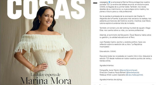  Esta fue la publicación de Marina Mora para confirmar su embarazo. Foto: Instagram 