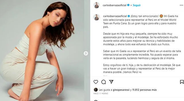 Tomate Barraza se mostró orgulloso de su hija. Foto: Instagram   