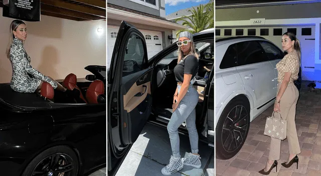  Claudia Díaz, la esposa de Pedro Gallese, se luce con lujosos autos en su Instagram. Foto: composición LR/Instagram   