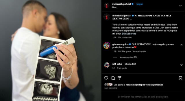  Melissa Klug comparte la noticia de su sexto embarazo con Jesús Barco. Foto: captura de Instagram   