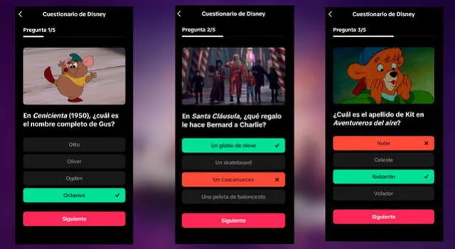 Así debes marcar en el cuestionario del 3 de noviembre de Disney 100 en TikTok. Fotocaptura: Disney    