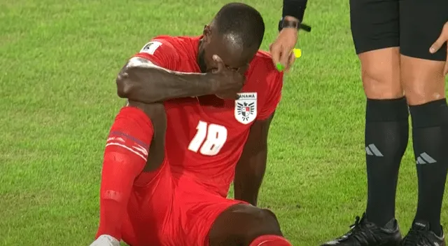 Cecilio Waterman se retiró entre lágrimas del partido entre Panamá y Guyana. Foto: captura de Concacaf.   