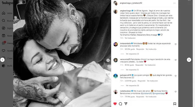 Angie Arizaga y Jota Benz compartieron su emoción en redes sociales. Foto: Instagram   