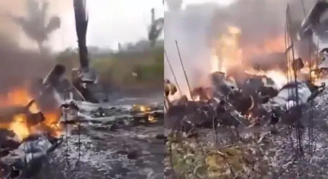 El accidente aéreo, ocurrido en una zona boscosa a 80 kilómetros de la ciudad, resultó en la explosión de la aeronave en el momento del impacto. Foto: Composición LR/Captura/Notife.   