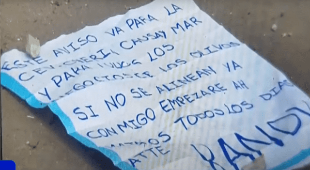 Mensaje extorsivo al dueño de la cevichería "Causay Mar". Captura: ATV Noticias Mensaje extorsivo al dueño de la cevichería "Causay Mar". Captura: ATV Noticias