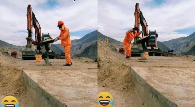 Obrero sorprende con pasos de huayno durante construcción