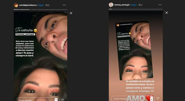 Estrella Torres y Tommy Portugal se dedican tiernos mensajes en Instagram.