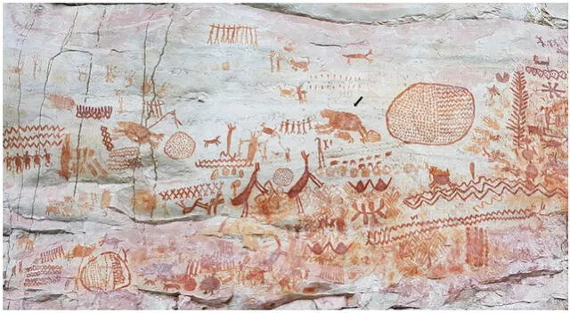 El arte rupestre en la Serranía La Lindosa, en Colombia, permaneció oculto para el mundo por al menos dos décadas debido al conflicto armado del país. Foto: Iriarte et. al. (2022) / Royal Society