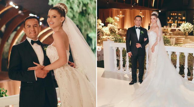 Brunella Horna y Richard Acuña en su boda. Foto: composición LR/Instagram   