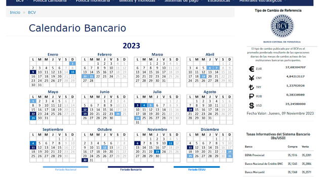 Aquí todo el calendario bancario 2023. Foto: Composición LR/ BCV.   