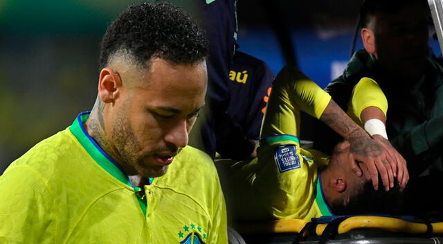 Neymar se retiró de las canchas en camilla. Foto: AFP   