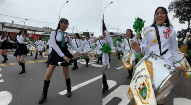 Banda del colegio Walter Peñaloza desfiló por los avenida Brasil. Foto: Difusión   