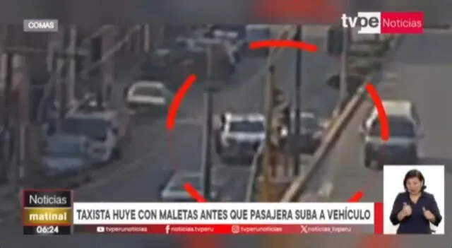 Camioneta de serenazgo intervino al chofer del taxi. Foto: Captura TVPerú   