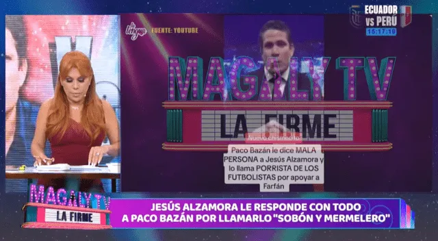  Magaly Medina critica los comentarios de Jesús Alzamora y su esposa ante las palabras de Paco Bazán. Foto: Captura ATV    