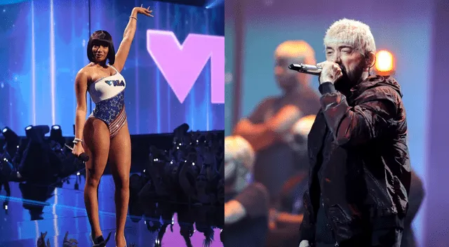  Los VMAs de este año estuvieron bajo la conducción de Megan Thee Stallion y Eminem abrió la gala presentando su sencillo 'Houdini'. Foto: Composición LR/Billboard    