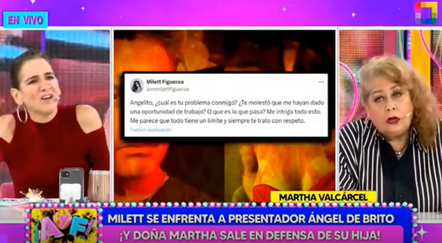  Gigi Mitre y Martha Valcárcel protagonizan tenso momento en 'Amor y fuego'. Foto: Captura Willax    