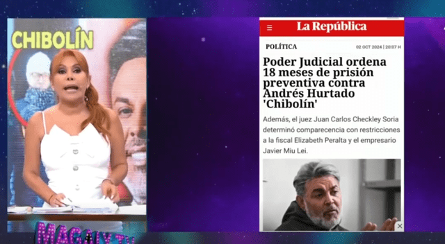  Magaly Medina criticó prisión preventiva de Andrés Hurtado. Foto: Captura ATV    