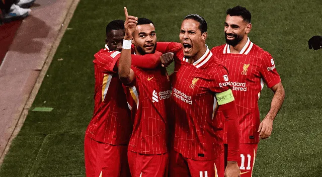 Festejos del Liverpool tras el 2-0 ante el Real Madrid.   