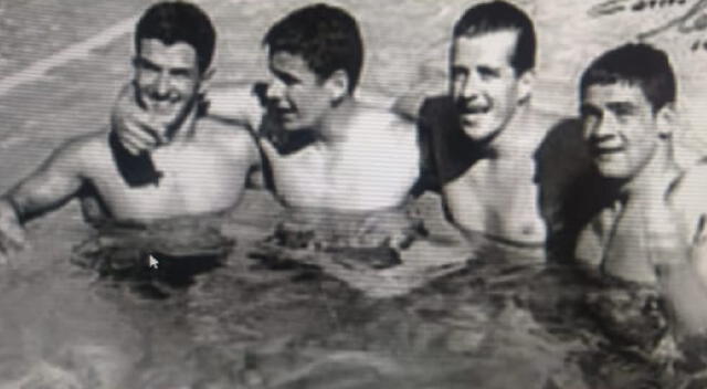 De izquierda a derecha: Eduardo Villarán, Ismael Merino, Raúl Modenesi y Raúl Risso, campeones sudamericanos en Viña del Mar 1956 en postas 4x100.   