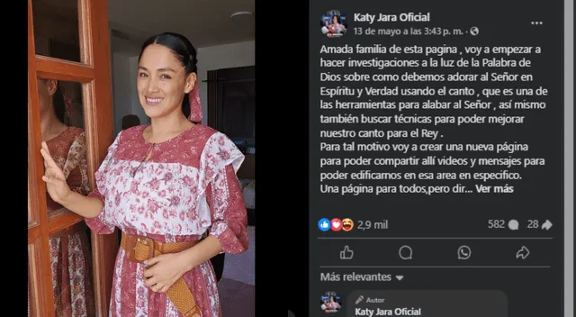 Mensaje de Katy Jara. Foto: Facebook Mensaje de Katy Jara. Foto: Facebook