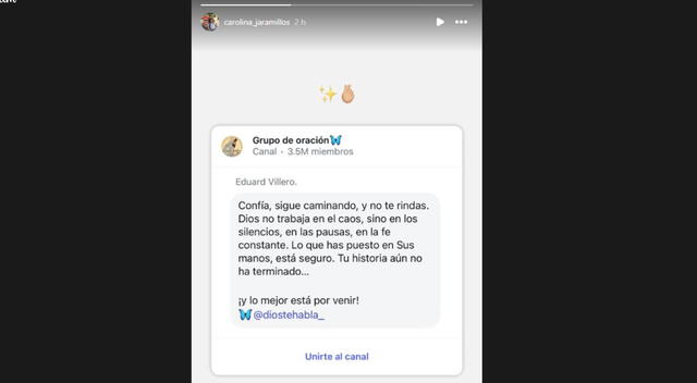 Mensaje de Carolina Jaramillo. Foto: IG   