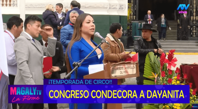 Congreso peruano condecora a Dayanita. Foto: captura ATV   