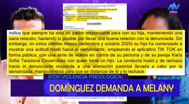 Christian Domínguez contra Melany Martínez. Foto: Captura ATV   