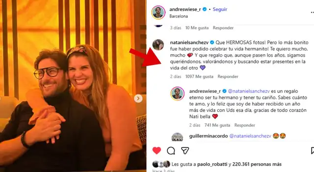 Andrés Wiese y Nataniel Sánchez intercambian emotivos mensajes.