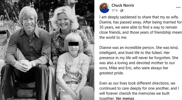Chuck Norris dedicó conmovedoras palabras a su primera esposa tras su triste fallecimiento.