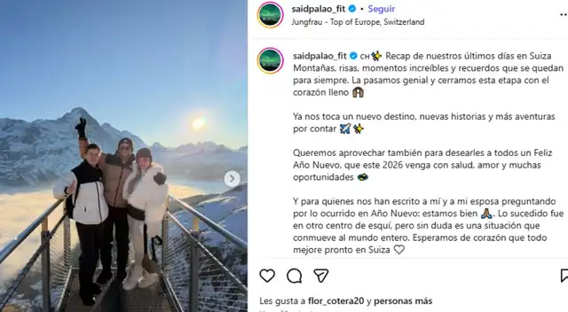 Said Palao se pronuncia tras preocupación de sus fans por tragedia en Suiza. Said Palao se pronuncia tras preocupación de sus fans por tragedia en Suiza.
