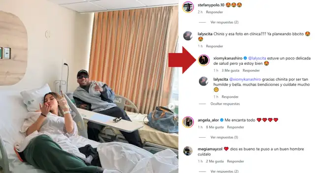 Xiomy Kanashiro estuvo internada y Jefferson la acompañó.