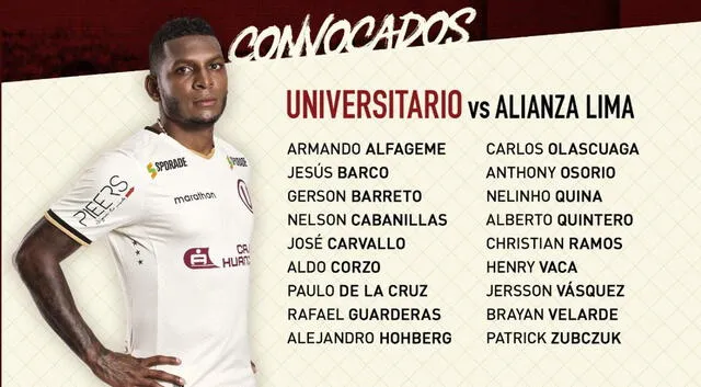 Alianza Lima vs Universitario: convocados cremas