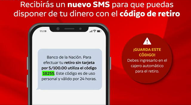 El código del segundo SMS solo estará disponible por 24 horas. Foto: captura de pantalla del Banco de la Nación