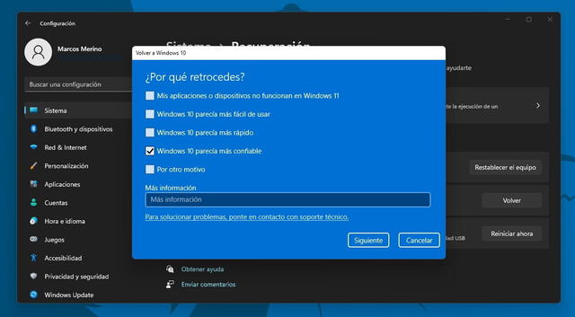 Windows 11 te pedirá un feedback. Foto: Xataka