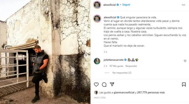 Alejandro Fernández visitó la tumba de su padre. Foto: Alejandro Fernández/ Instagram