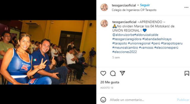Tess García, candidata a regidora en Tarapoto. Foto: captura/Instagram