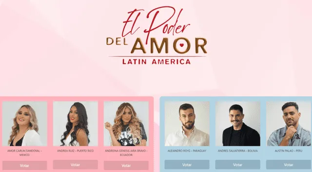 Conoce cómo votar por tu favorito en el reality show de latinoamérica, El poder del amor, y qué pasos seguir. Foto: El poder del amor.