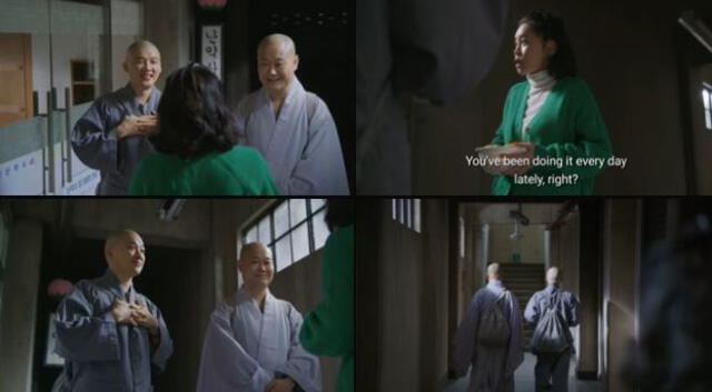 Monjes diciendo que irán a pedir limosna. Foto: tvN