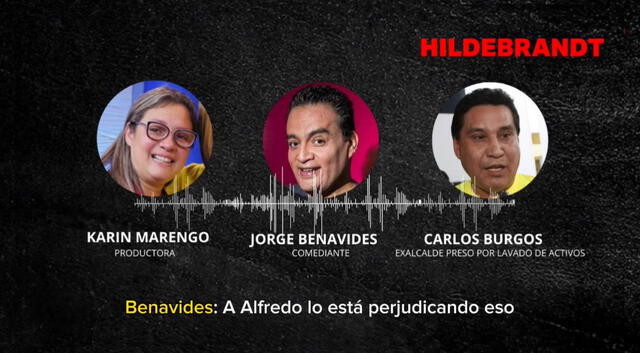 Audio entre Carlos Burgos, Karin Marengo, Jorge Benavides y Melissa García. Foto: captura/H13.   