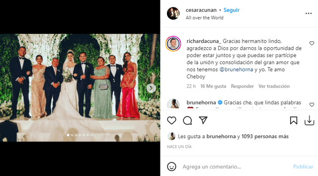 Richard Acuña agradeció los buenos deseos de su hermano