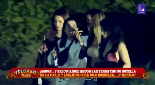 Ampayan a Angie Arizaga en plena vía pública pasada de copas [VIDEO]