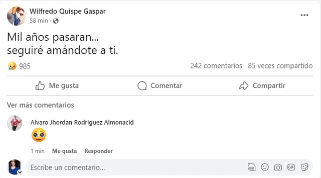 Wilfredo Quispe Gaspar se pronunció en Facebook. Foto: Facebook / Wilfredo Quispe Gaspar   