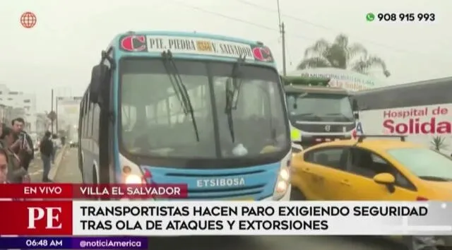 Manifestantes bajaron pasajeros que se desplazaban en bus Etsibosa. Foto: captura/América TV   