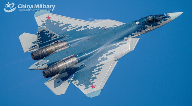 El Su-57 se prepara para deslumbrar en el Airshow China 2024, mostrando su superioridad frente a sistemas de defensa aérea occidentales como el Patriot. Foto: China Military   