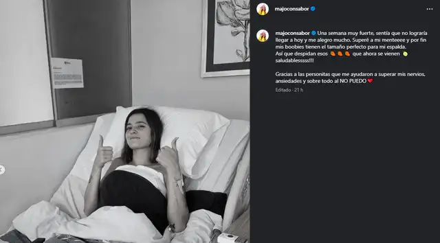 'Majo con sabor' reveló que su operación fue todo un éxito. Foto: Instagram.  