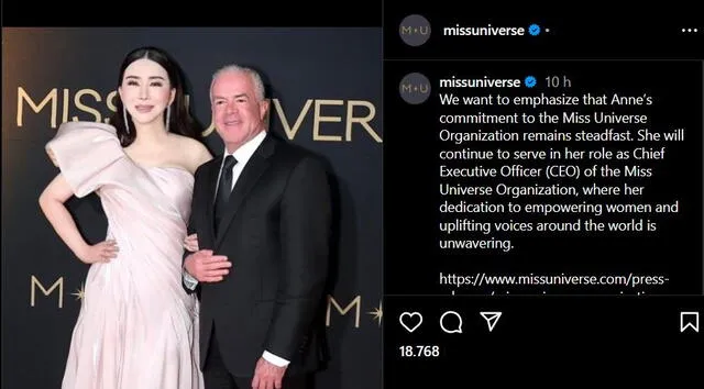 Anne Jakrajutatip remains as CEO of Miss Universe; and Raul Rocha, as president. Photo: @missuniverse/ IG Anne Jakrajutatip remains as CEO of Miss Universe; and Raul Rocha, as president. Photo: @missuniverse/ IG