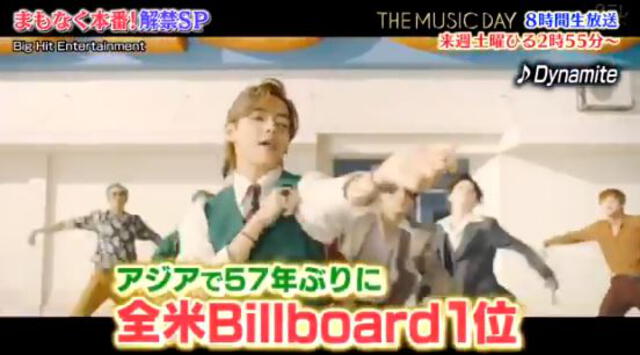 “Dynamite” de BTS en The Music Day de Japón. Créditos: Nippon TV