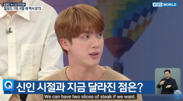 Jin en KBS News9. Foto: captura Youtube