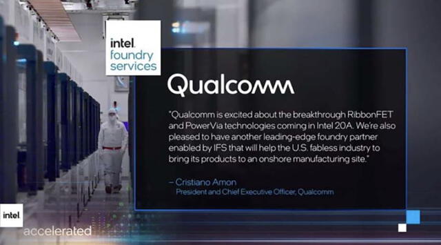 La producción en masa del nuevo chip de Qualcomm con tecnología Intel 20A iniciaría en el primer trimestre de 2024. Foto: Intel